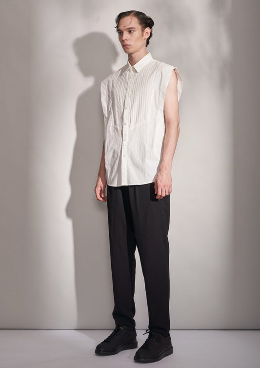 Sleeveless Shirt With Wide Shoulder