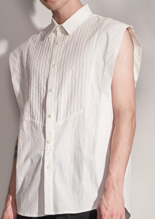 Sleeveless Shirt With Wide Shoulder