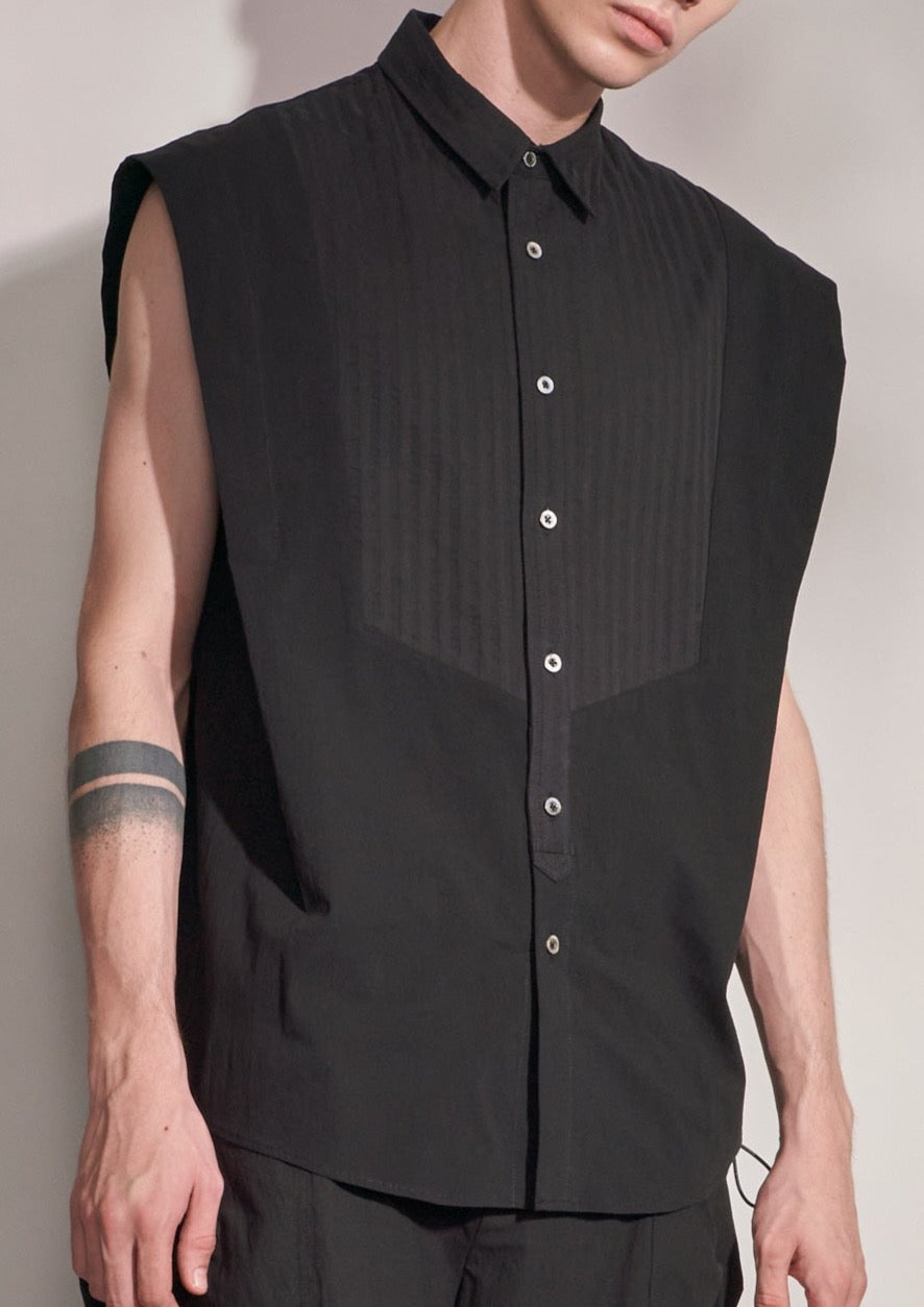 Sleeveless Shirt With Wide Shoulder