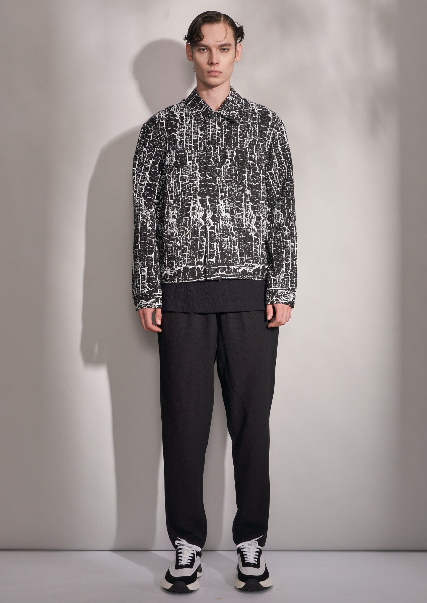 Jacket With Woodgrain Print Harrison Wong