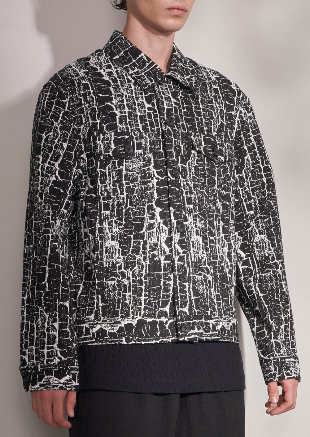 Jacket With Woodgrain Print Harrison Wong