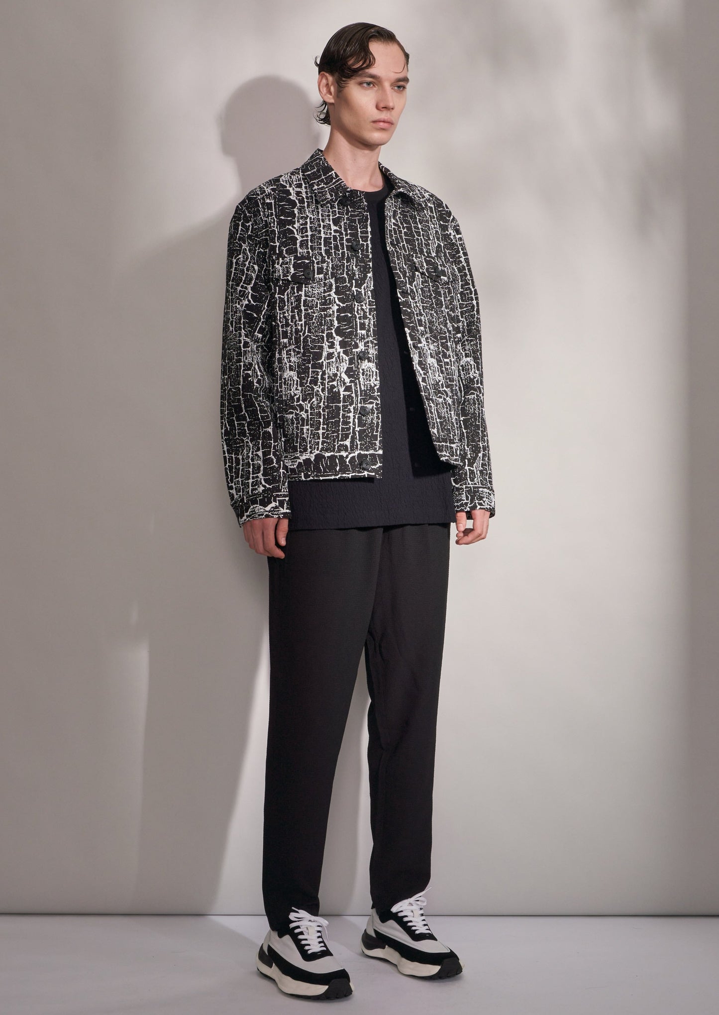 Jacket With Woodgrain Print Harrison Wong