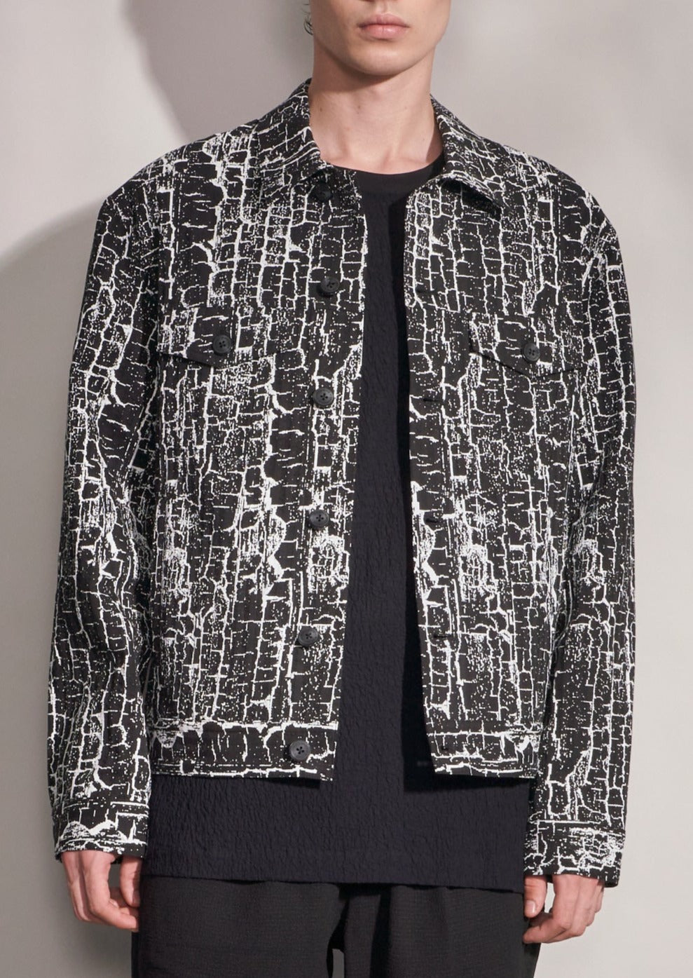 Jacket With Woodgrain Print Harrison Wong