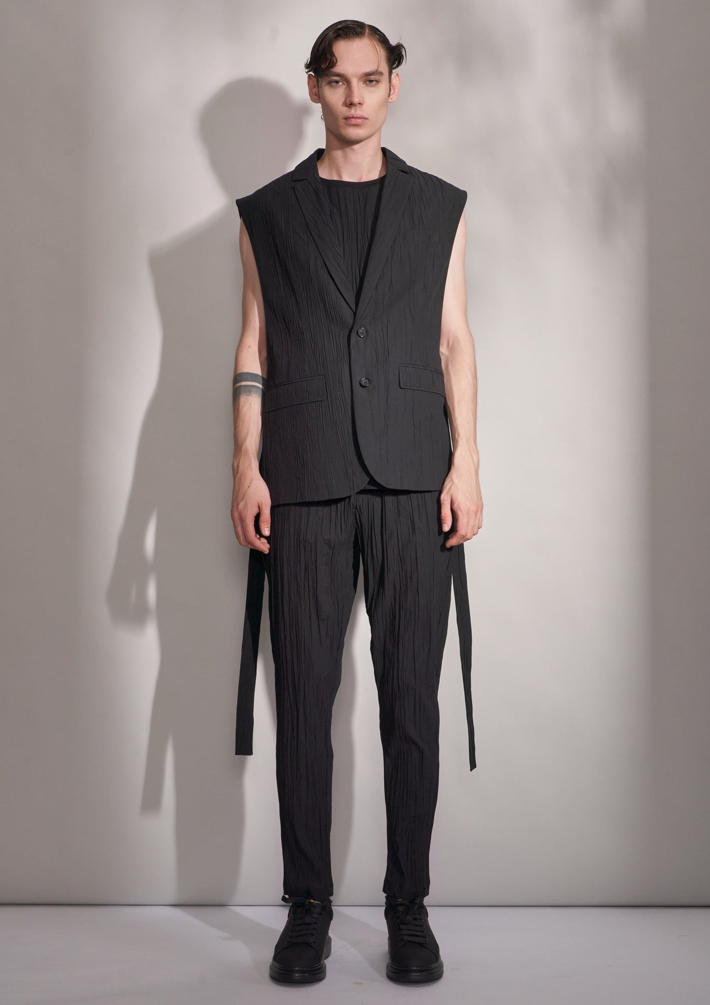 Pleated Waistcoat With Vents Harrison Wong