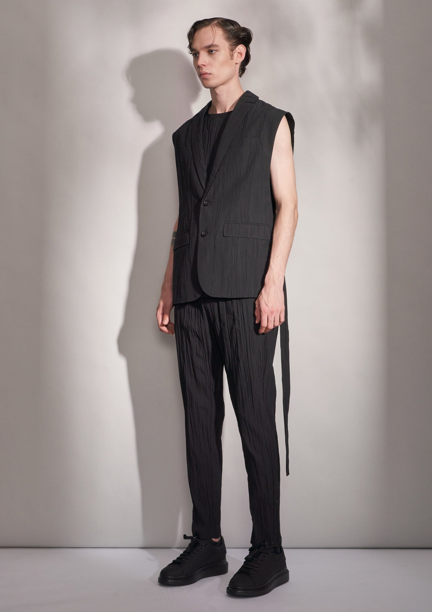 Pleated Waistcoat With Vents Harrison Wong