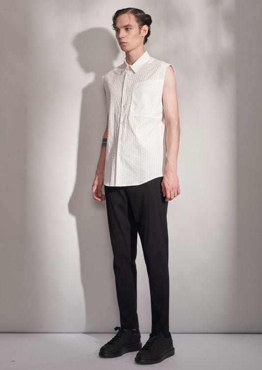 Striped Textured Sleeveless Shirt