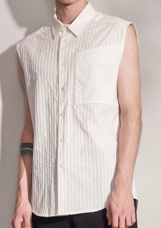 Striped Textured Sleeveless Shirt