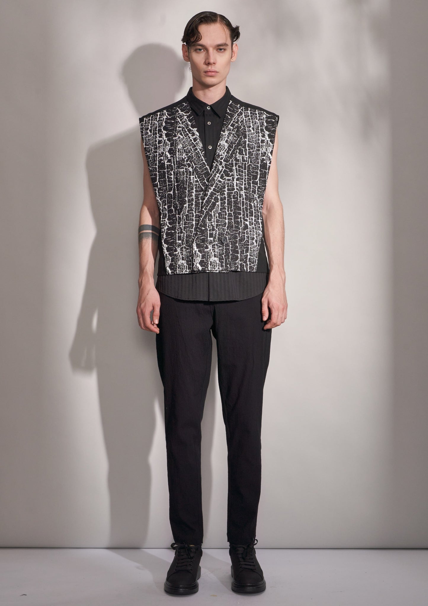 Waistcoat With Woodgrain Print Harrison Wong