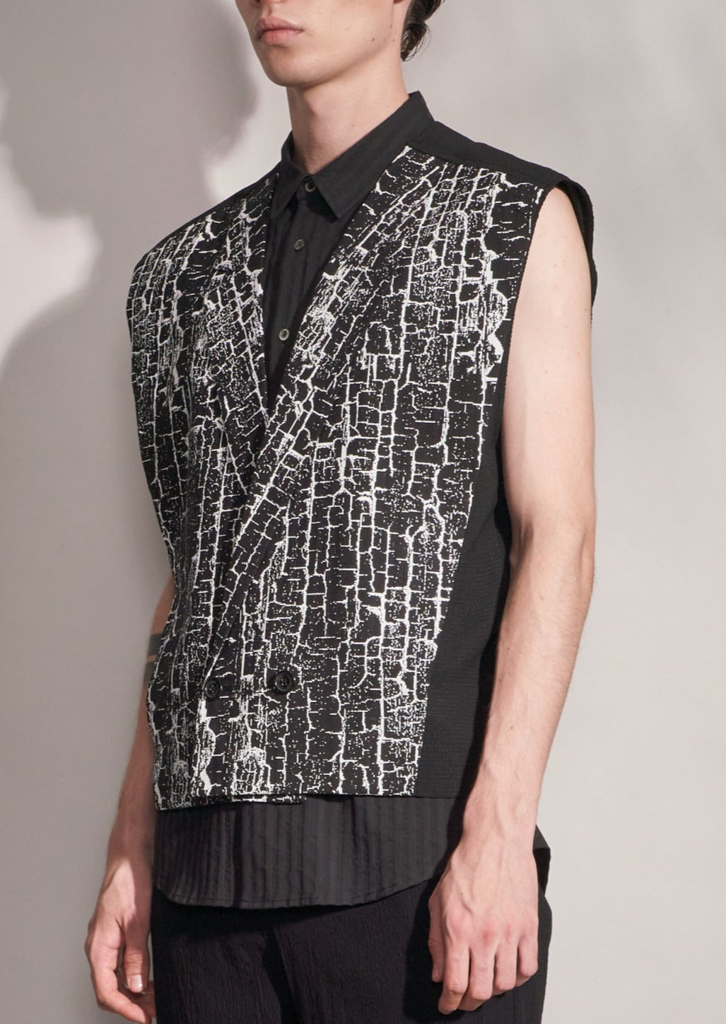 Waistcoat With Woodgrain Print Harrison Wong