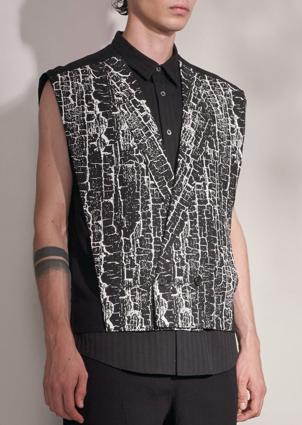 Waistcoat With Woodgrain Print Harrison Wong