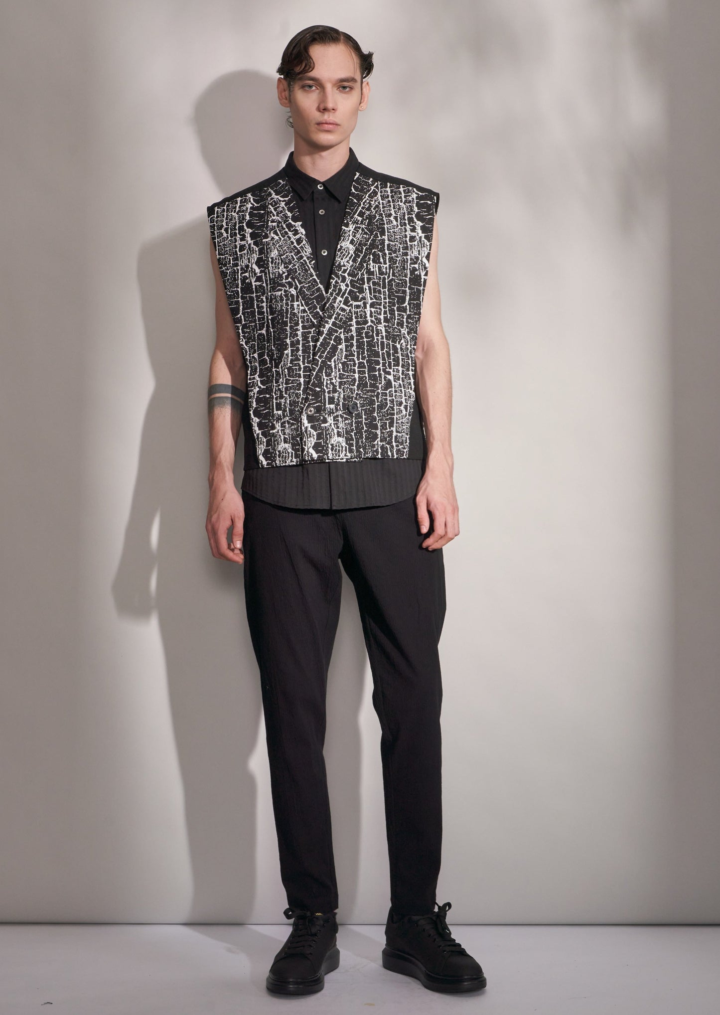 Waistcoat With Woodgrain Print Harrison Wong