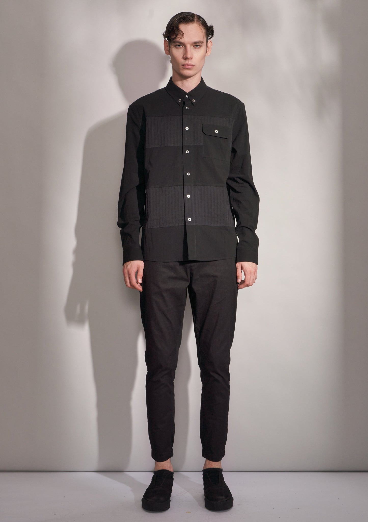 Striped Texture Contrast Shirt Harrison Wong