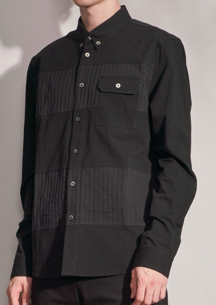 Striped Texture Contrast Shirt Harrison Wong