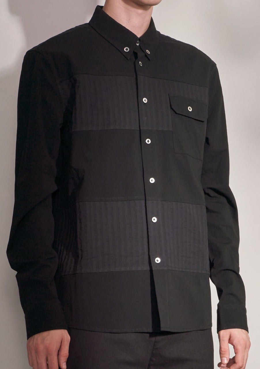 Striped Texture Contrast Shirt Harrison Wong