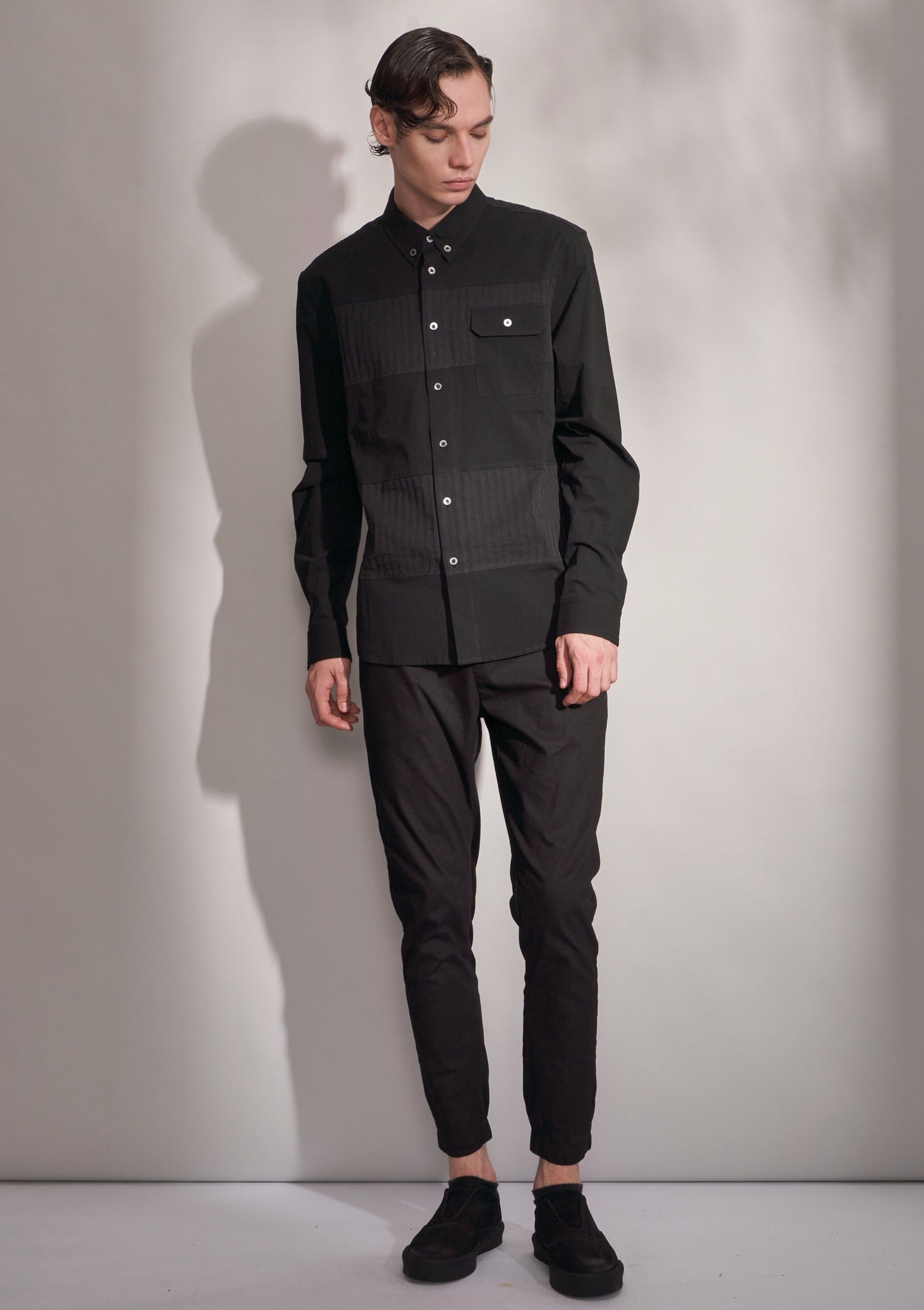 Striped Texture Contrast Shirt Harrison Wong