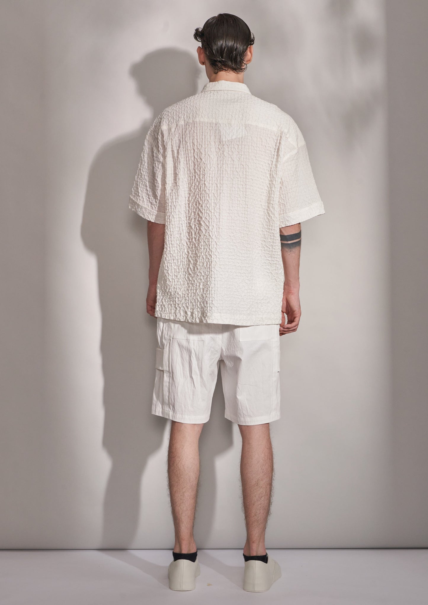 Short Sleeve Shirt With Smocking Cotton Fabric Harrison Wong