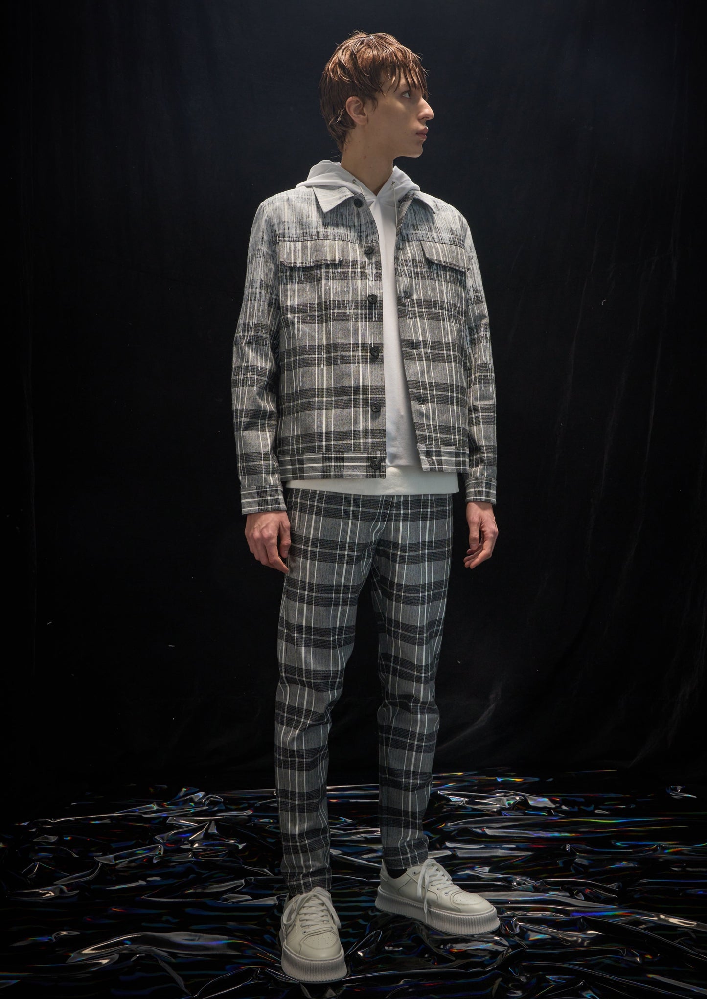 Harrison Wong Checked Jacket With Rain Print
