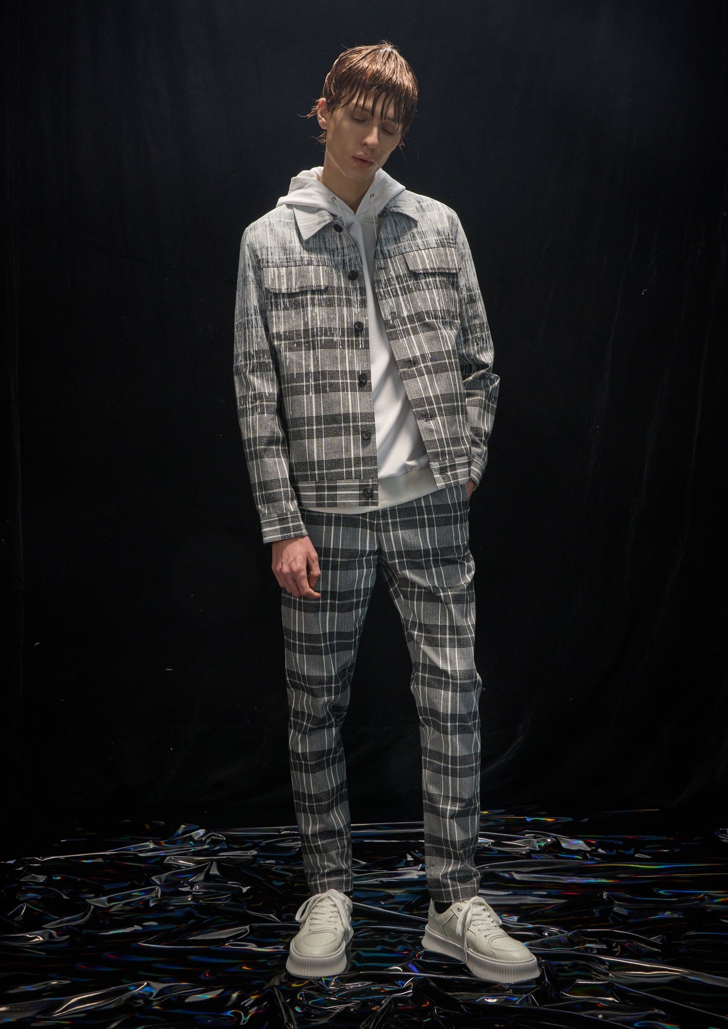 Harrison Wong Checked Jacket With Rain Print