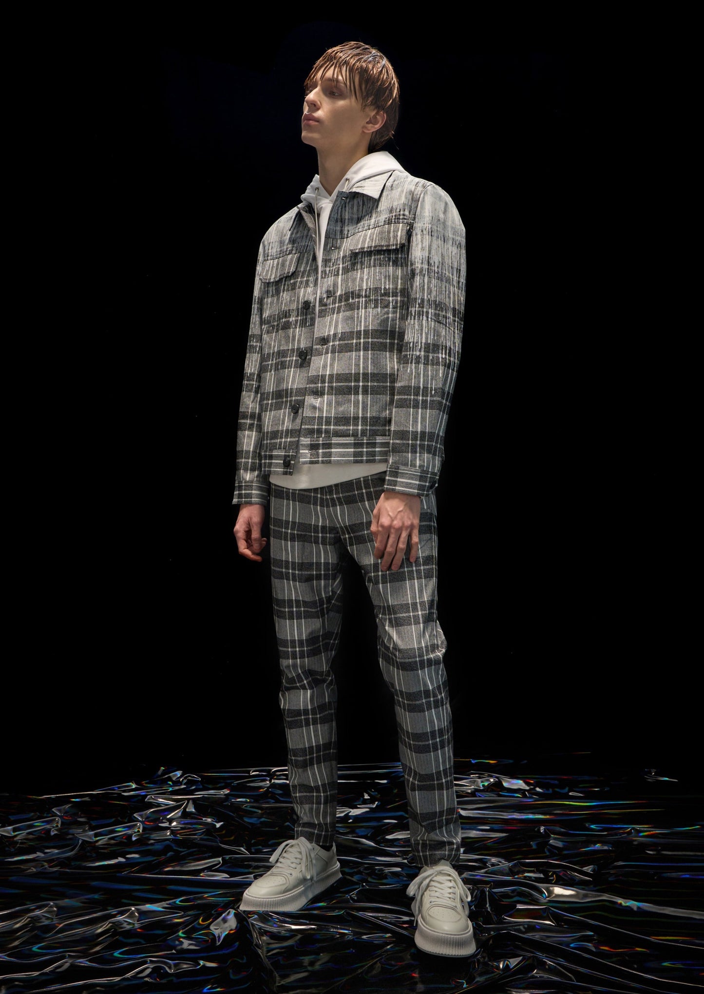Harrison Wong Checked Jacket With Rain Print