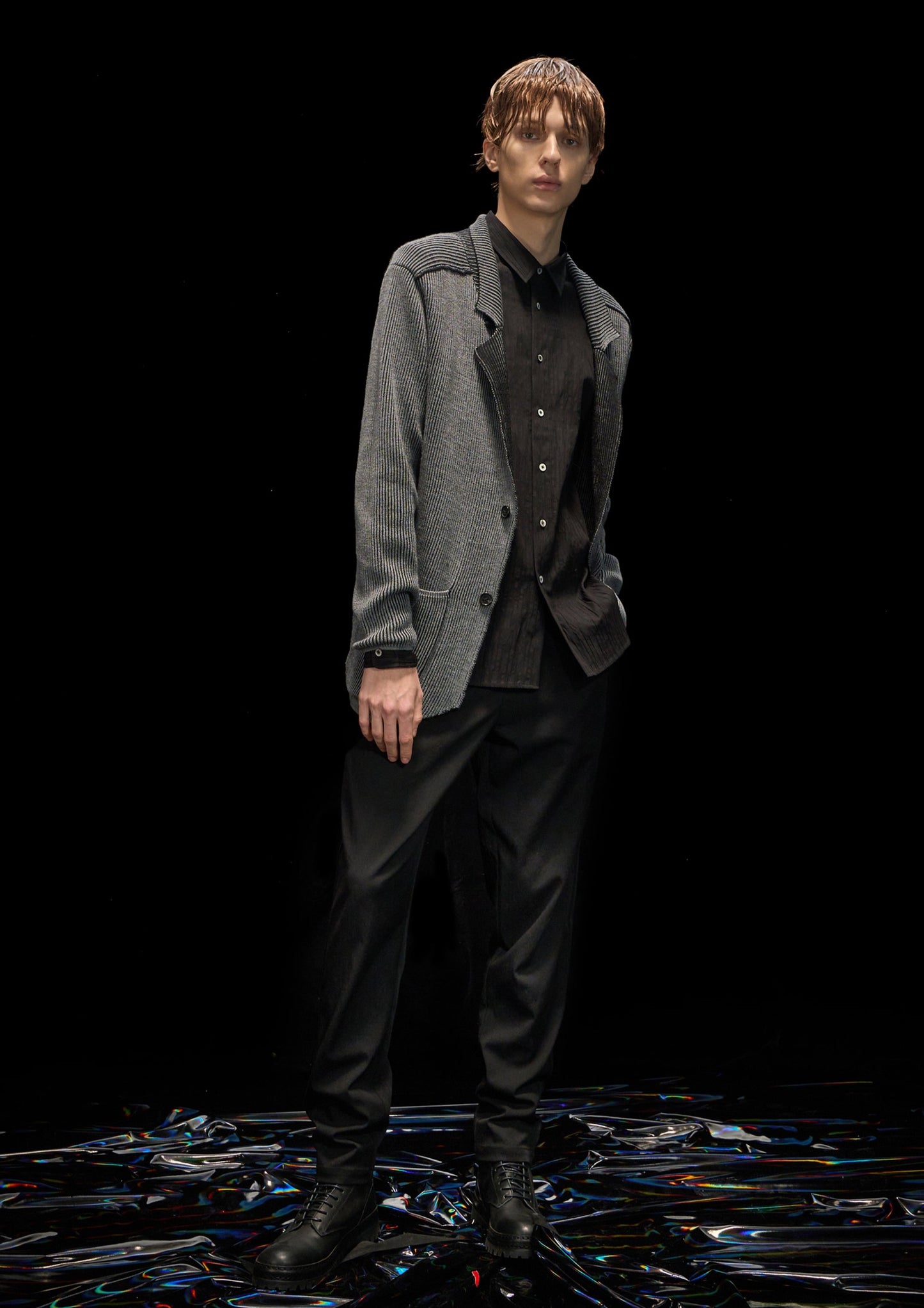 Harrison Wong Wool Knit Blazer Cardigan