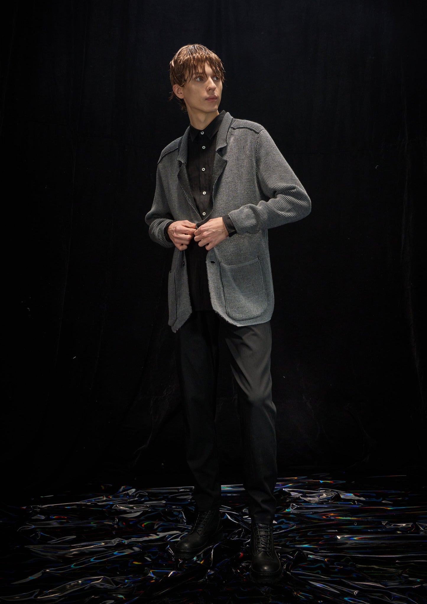 Harrison Wong Wool Knit Blazer Cardigan