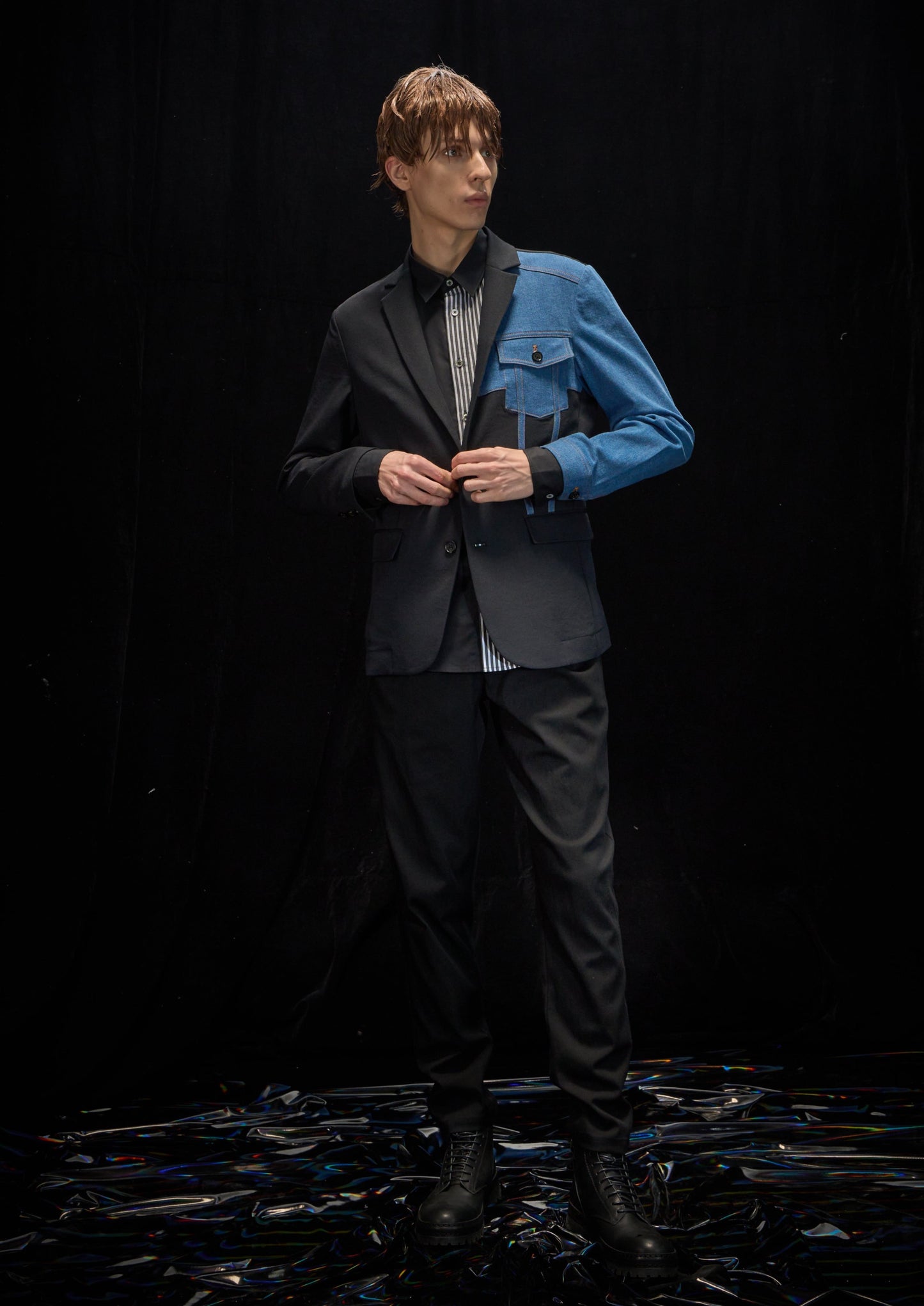 Harrison Wong Deconstructed Blazer With Denim