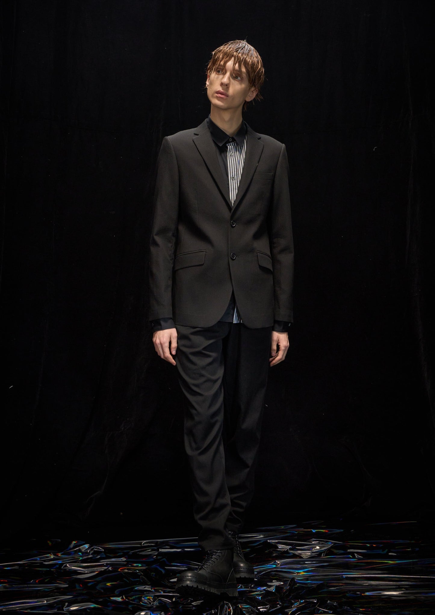 Harrison Wong Striped Texture Blazer