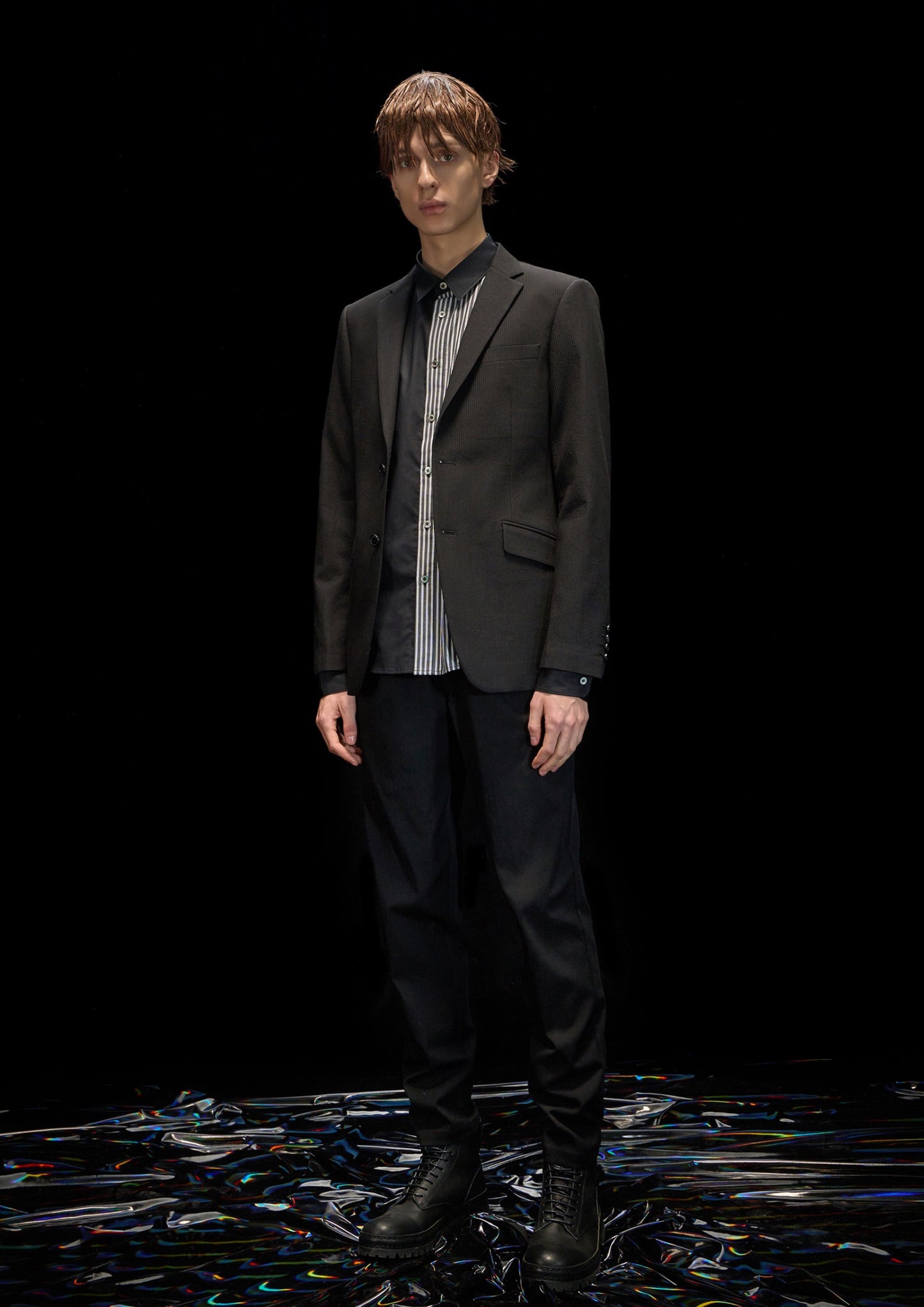 Harrison Wong Striped Texture Blazer
