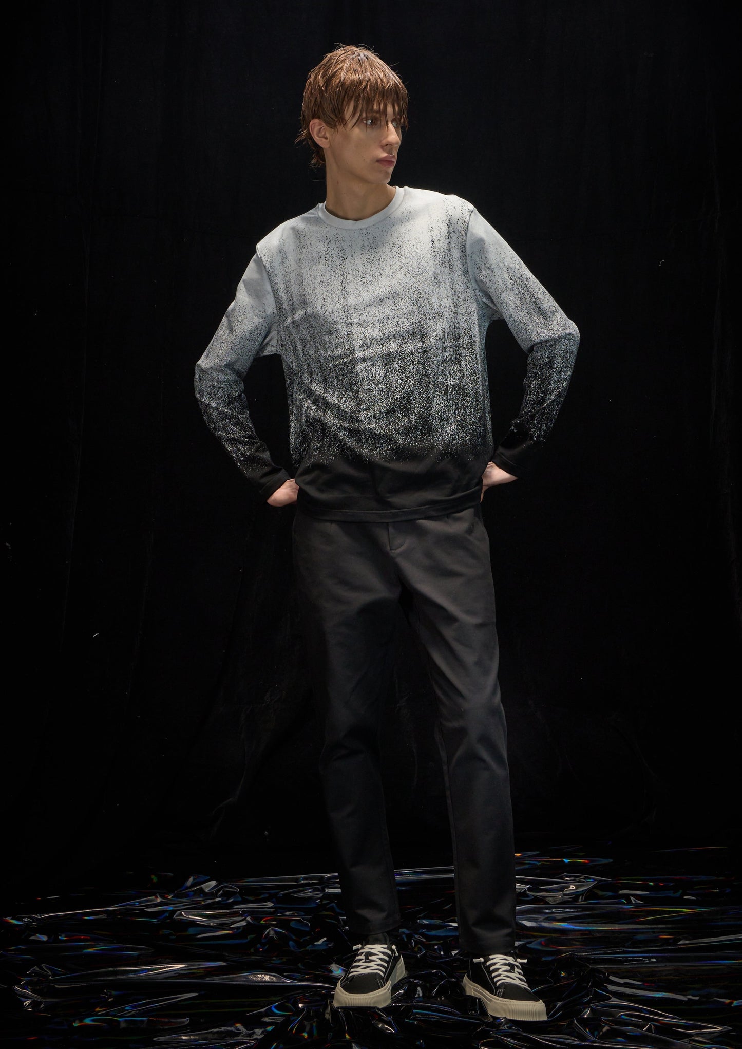 Harrison Wong Rain Print Long Sleeve Tee