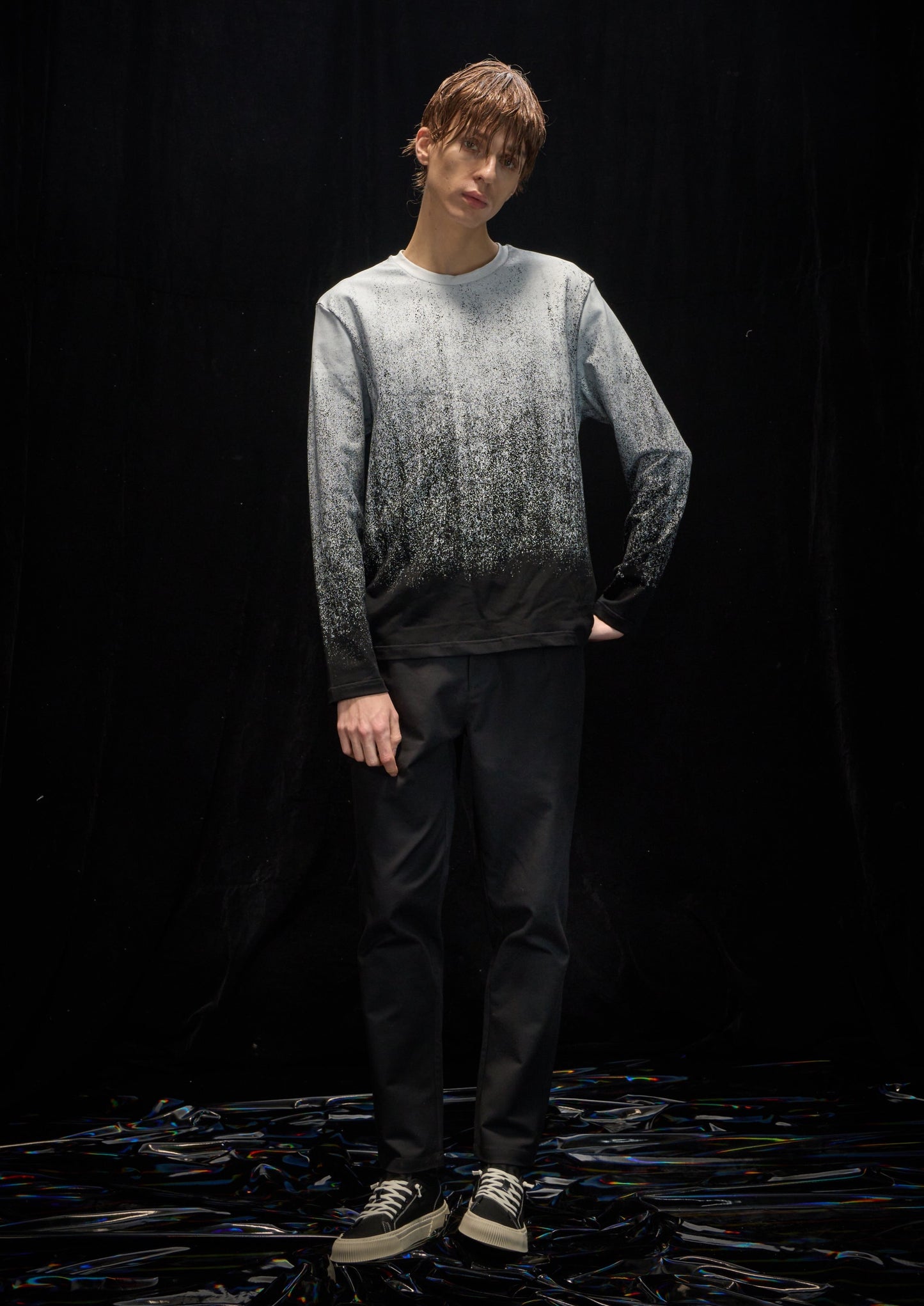 Harrison Wong Rain Print Long Sleeve Tee