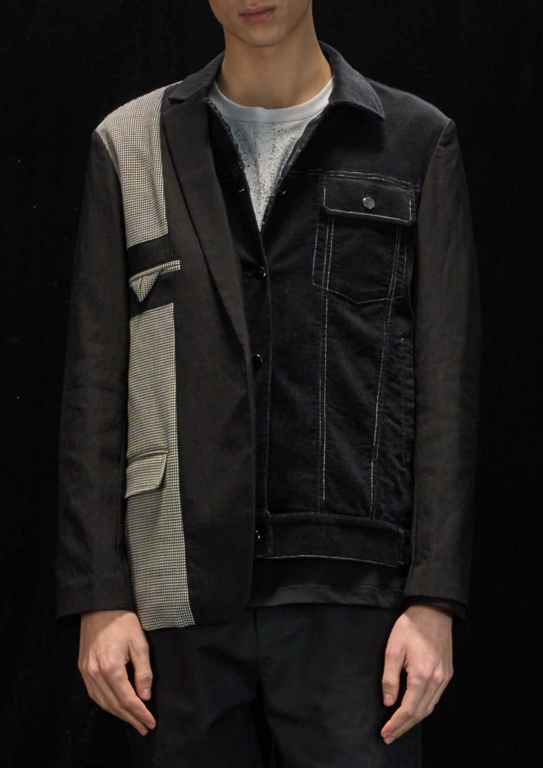 Harrison Wong Deconstructed Blazer With Denim Jacket