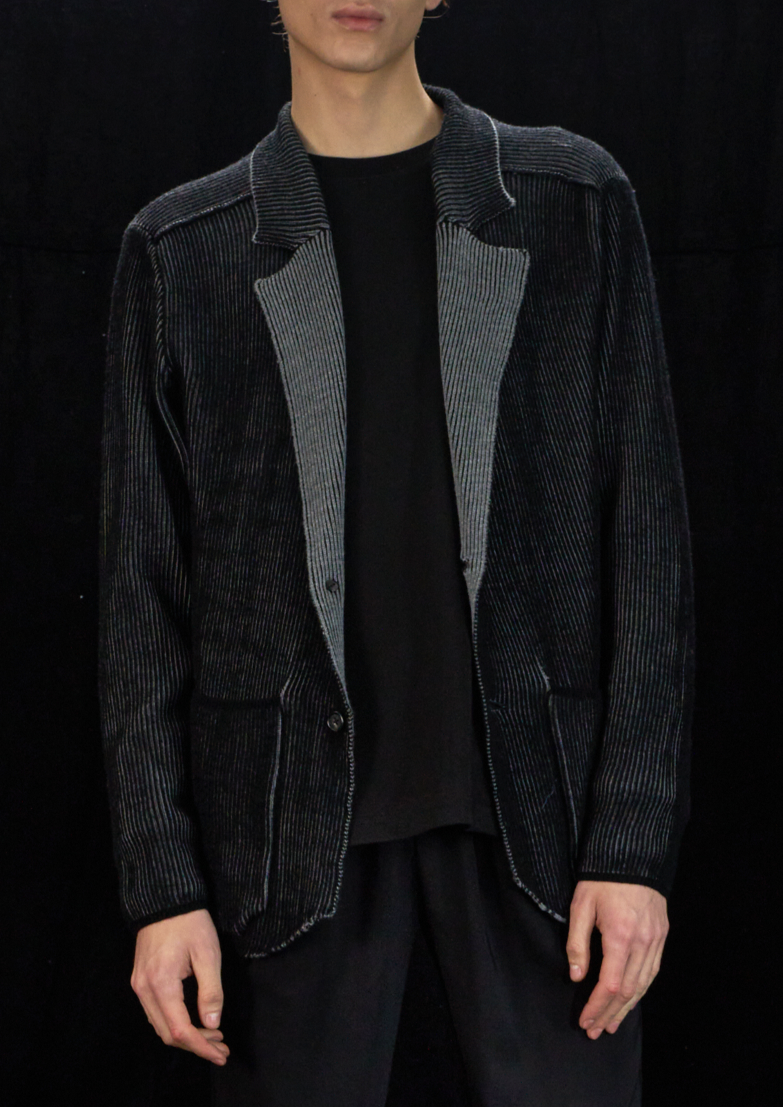Harrison Wong Wool Knit Blazer Cardigan