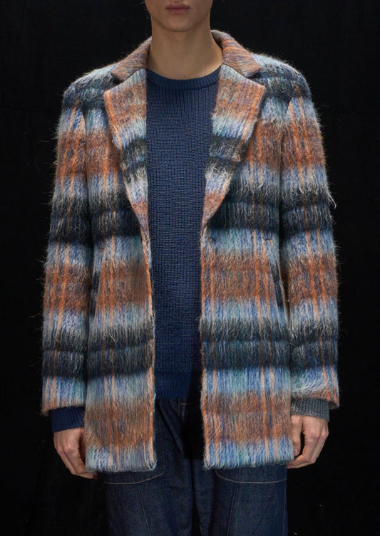 Harrison Wong Mohair Checked Long Blazer