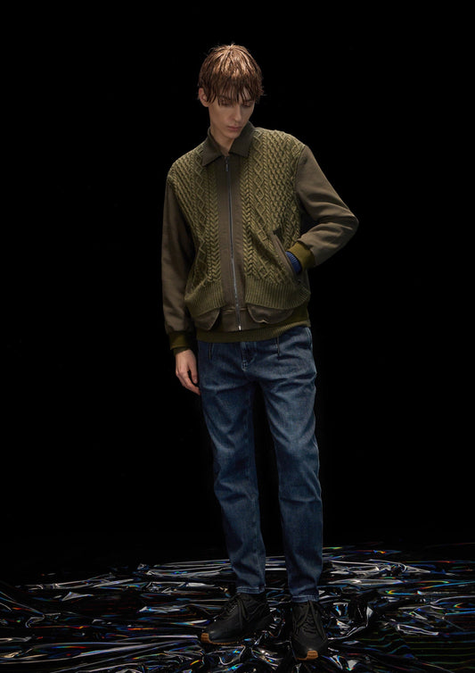 Harrison Wong Fabric and Knit Contrast Jacket