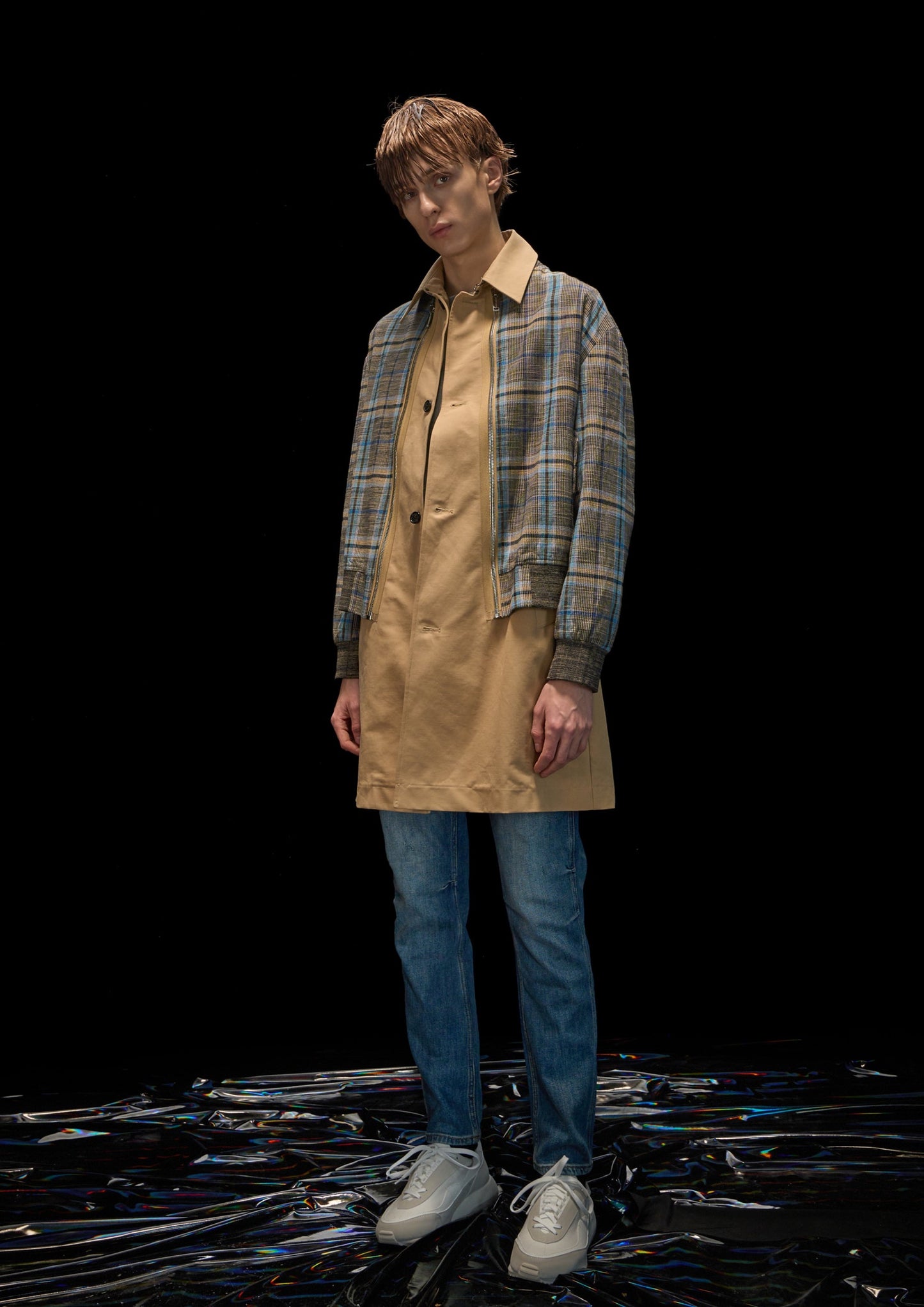 Harrison Wong 2 in 1 Checked Jacket And Trench Coat