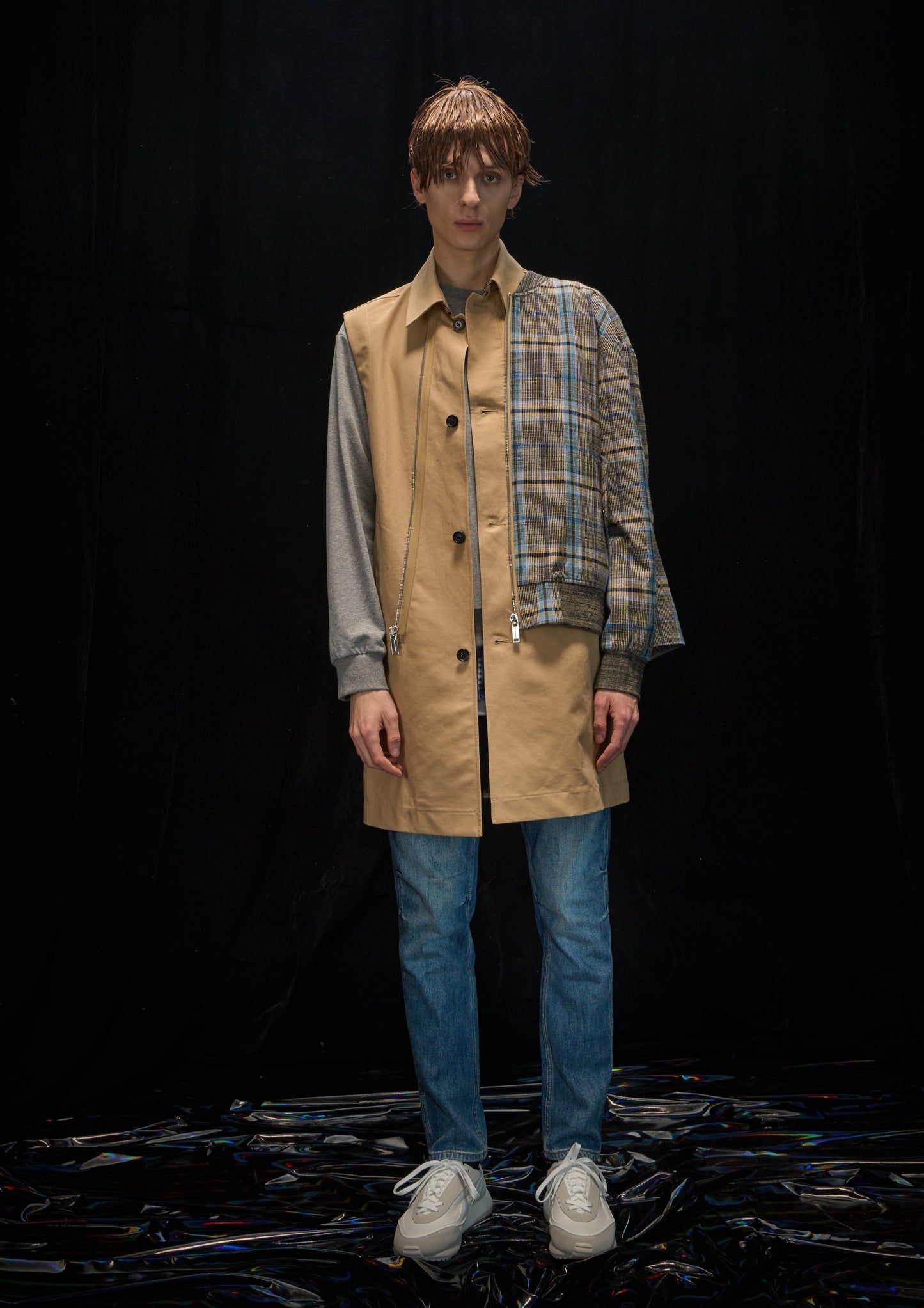 Harrison Wong 2 in 1 Checked Jacket And Trench Coat