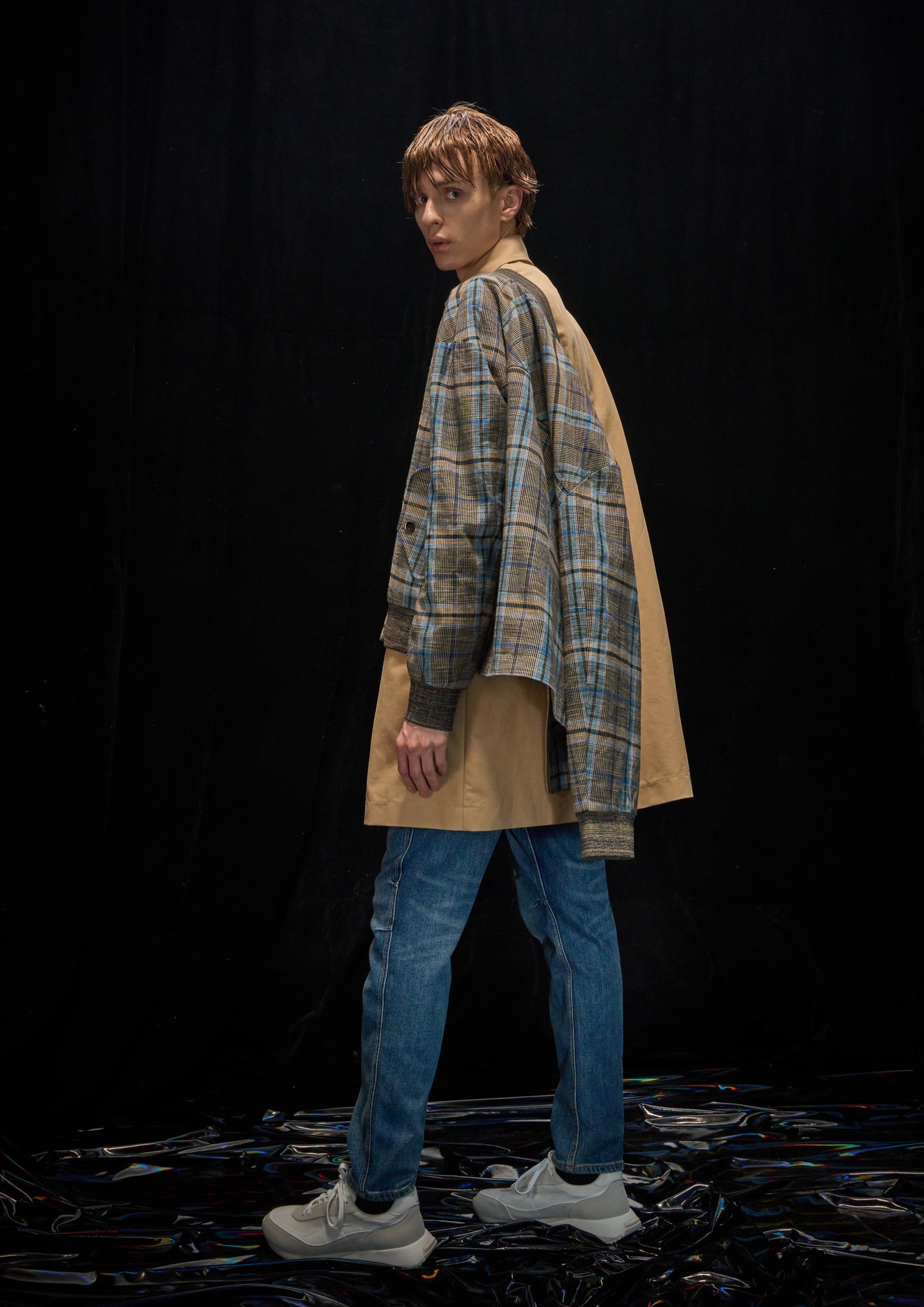 Harrison Wong 2 in 1 Checked Jacket And Trench Coat