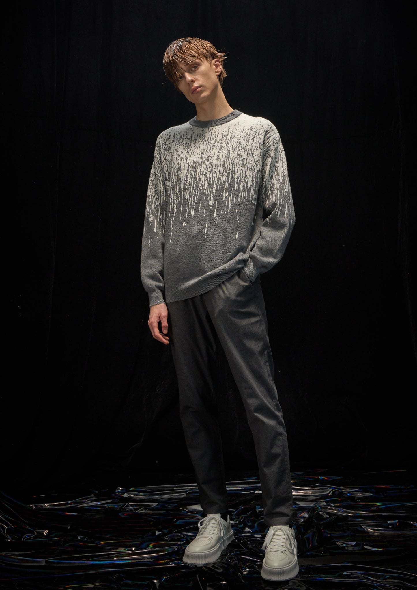 Harrison Wong Rain Pattern Wool Sweater