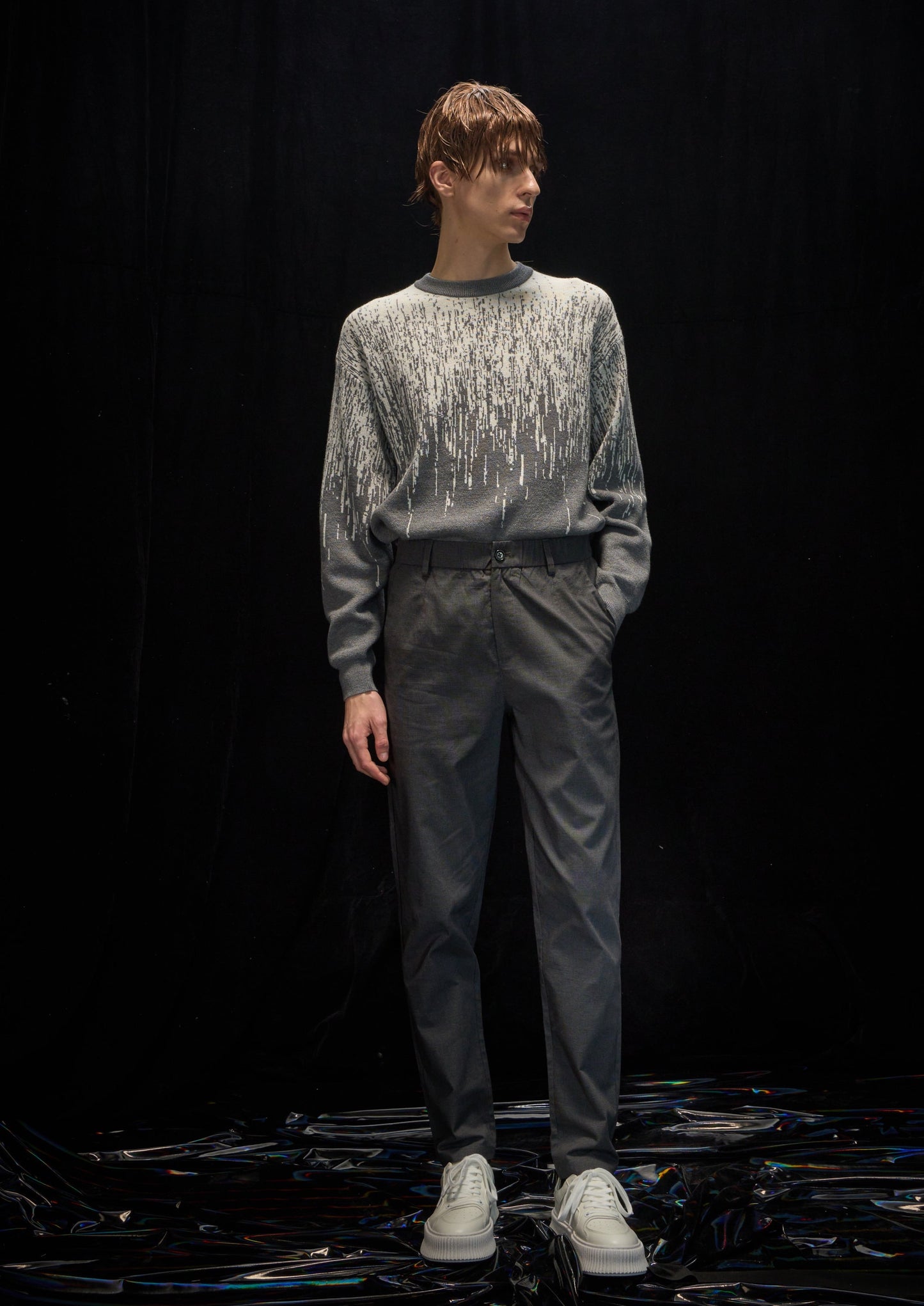 Harrison Wong Rain Pattern Wool Sweater