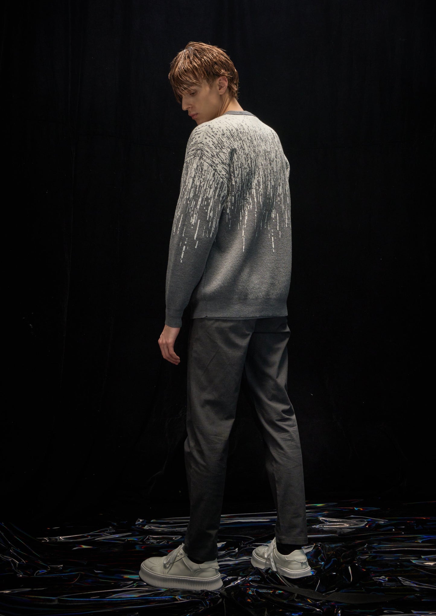 Harrison Wong Rain Pattern Wool Cardigan