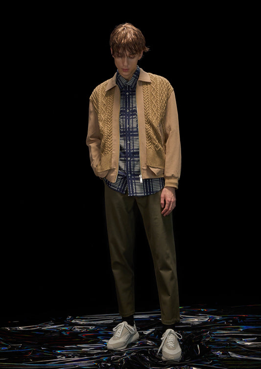 Harrison Wong Fabric and Knit Contrast Jacket