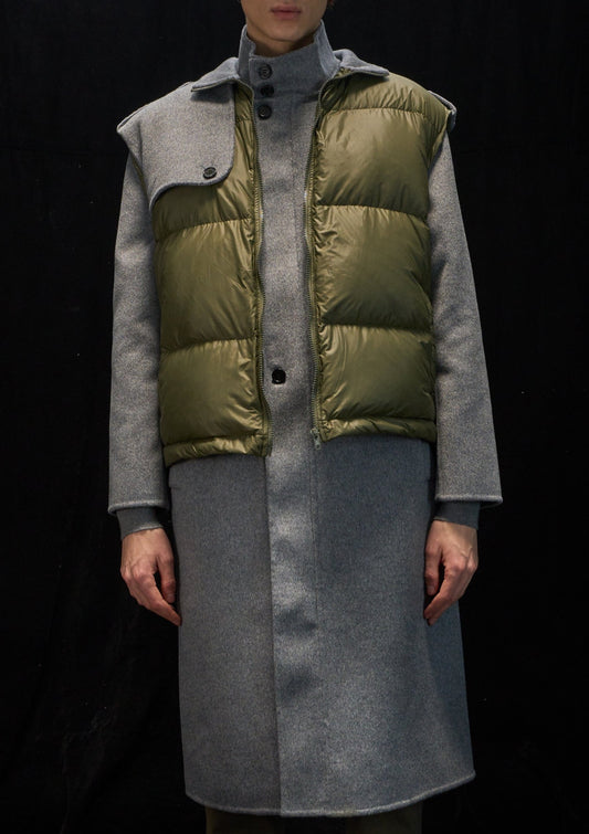 Harrison Wong Double Face Wool Coat With Down Vest