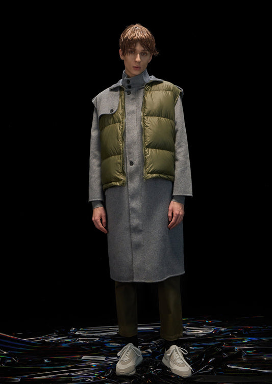 Harrison Wong Double Face Wool Coat With Down Vest