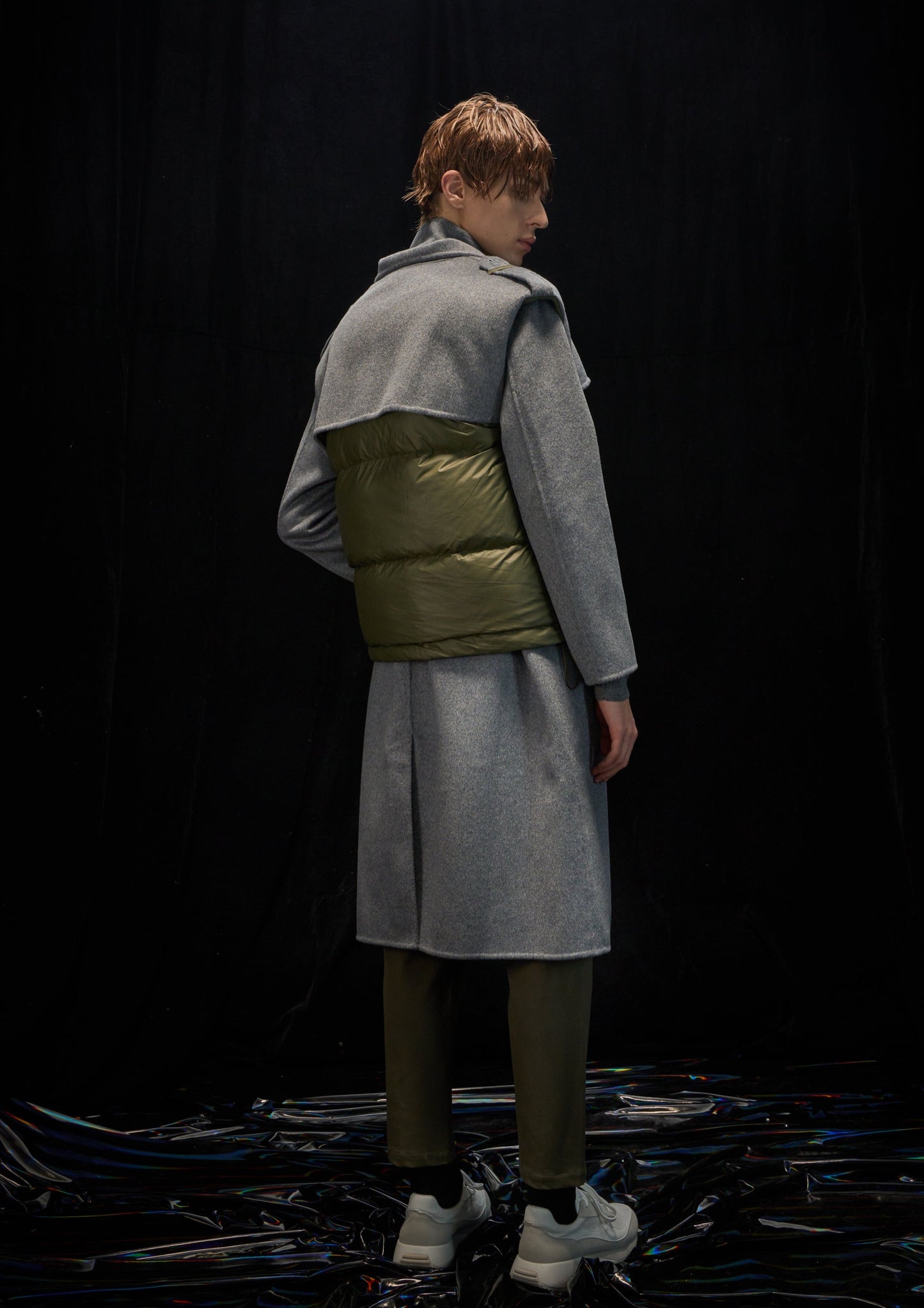 Harrison Wong Double Face Wool Coat With Down Vest