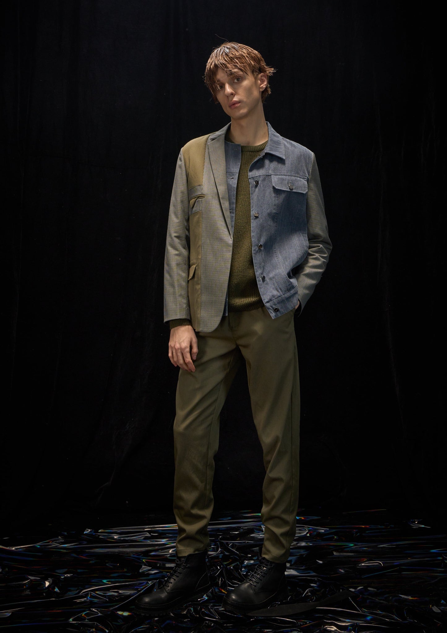 Harrison Wong Deconstructed Blazer With Denim Jacket