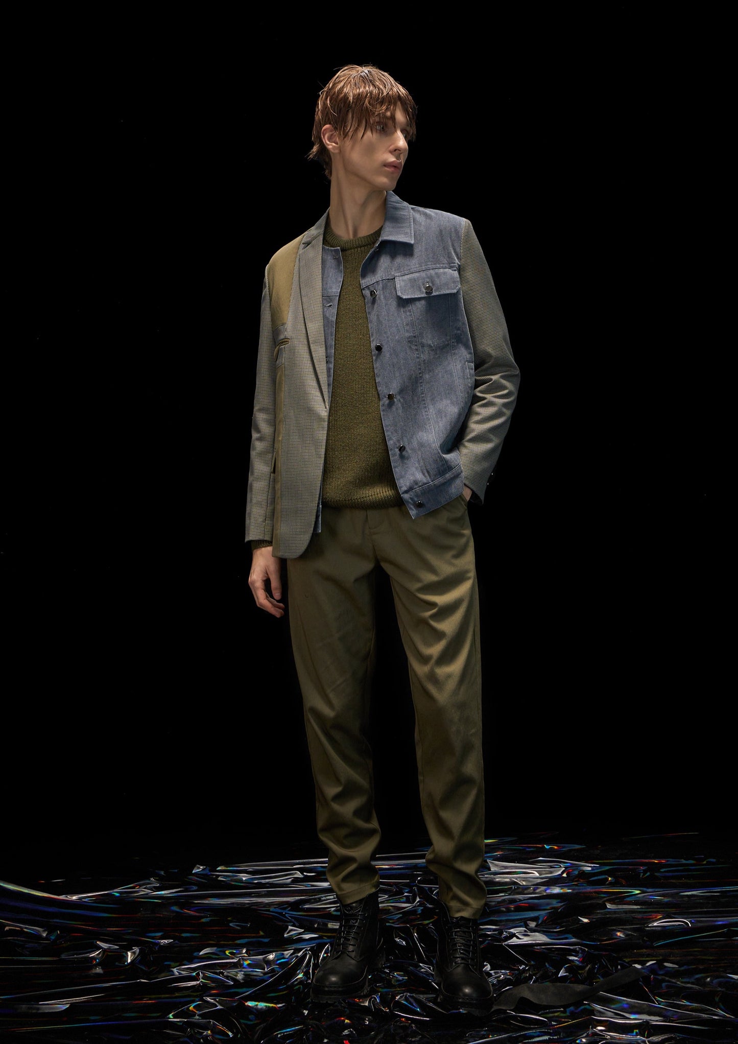 Harrison Wong Deconstructed Blazer With Denim Jacket