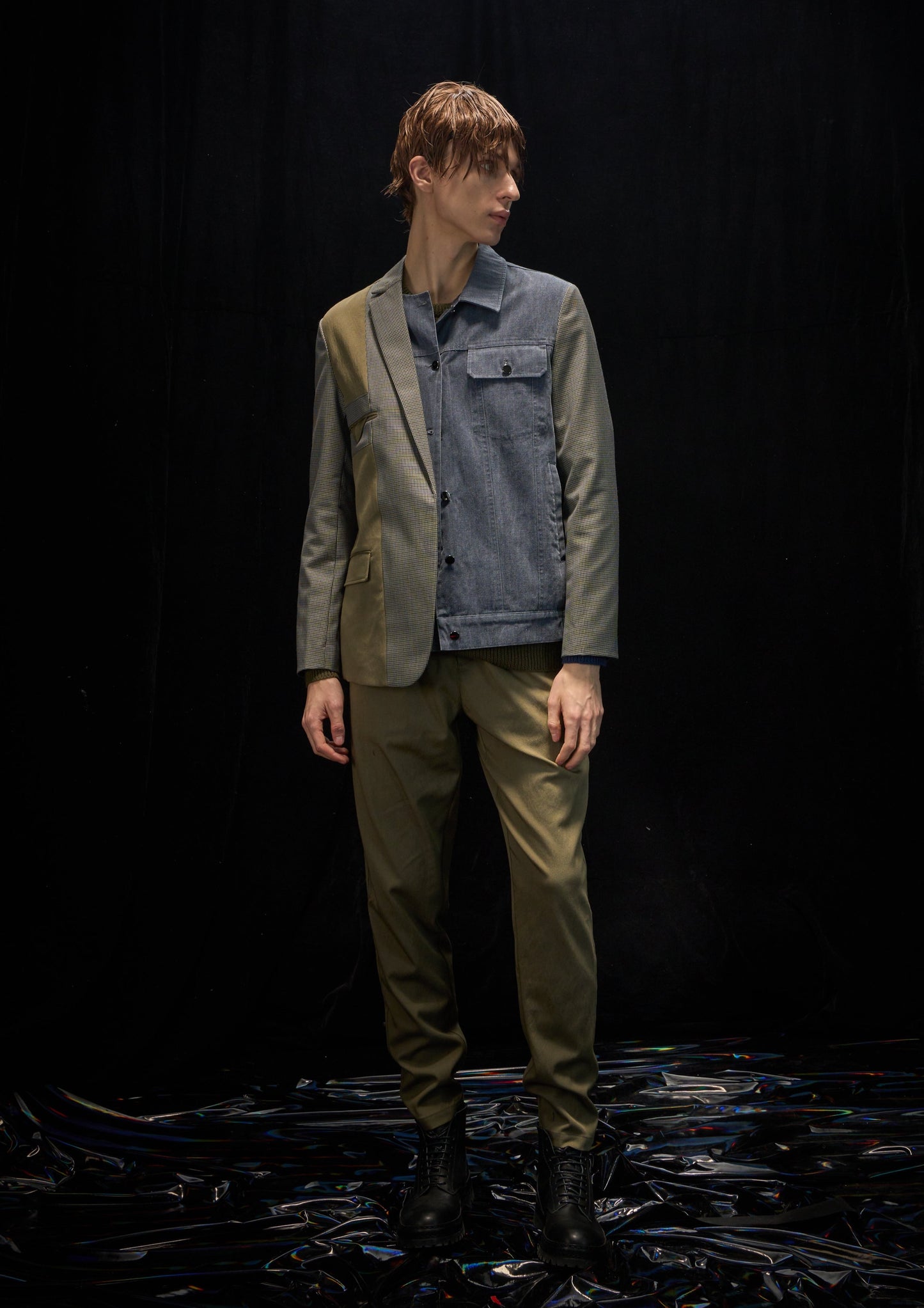 Harrison Wong Deconstructed Blazer With Denim Jacket