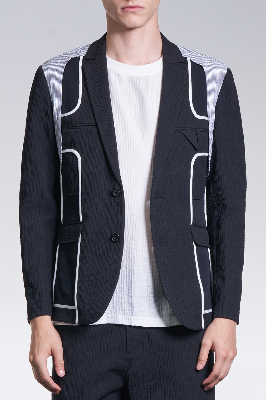 Inside Out Blazer Constructed With Stripe Fabric