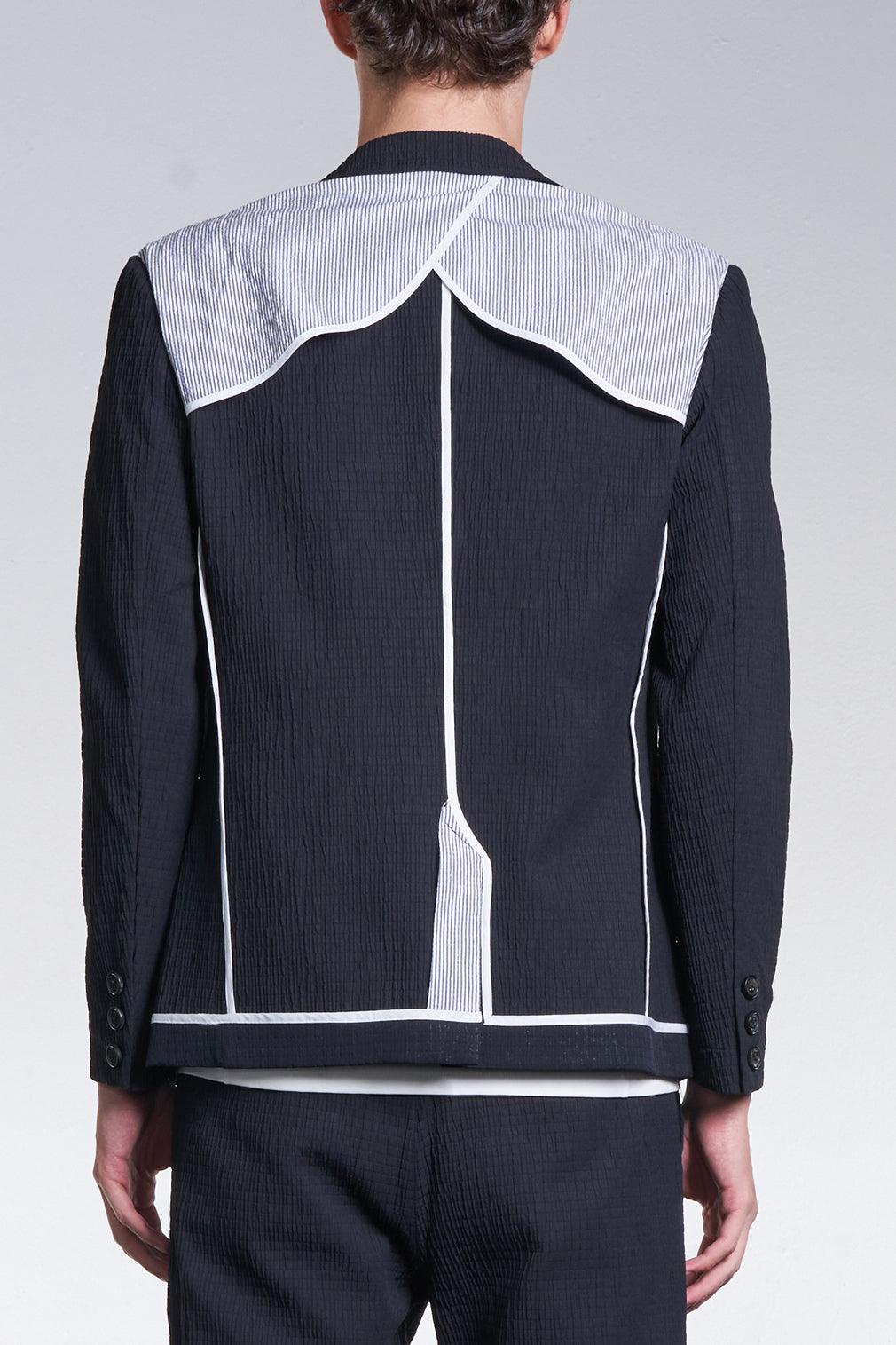 Inside Out Blazer Constructed With Stripe Fabric