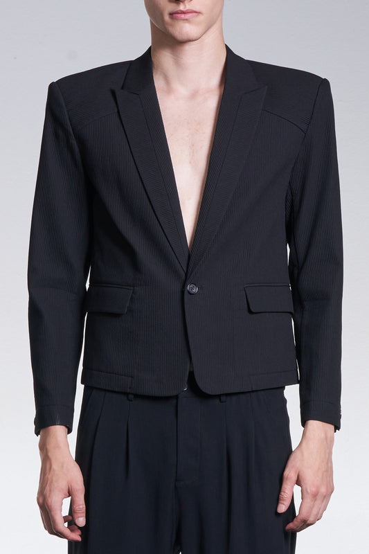 Cropped Blazer With Power Shoulder